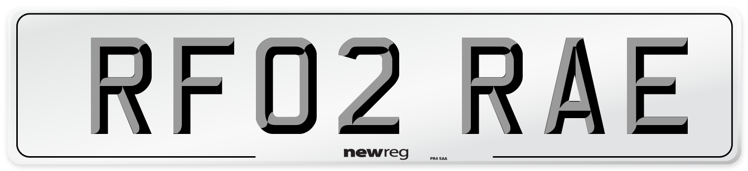 RF02 RAE Number Plate from New Reg